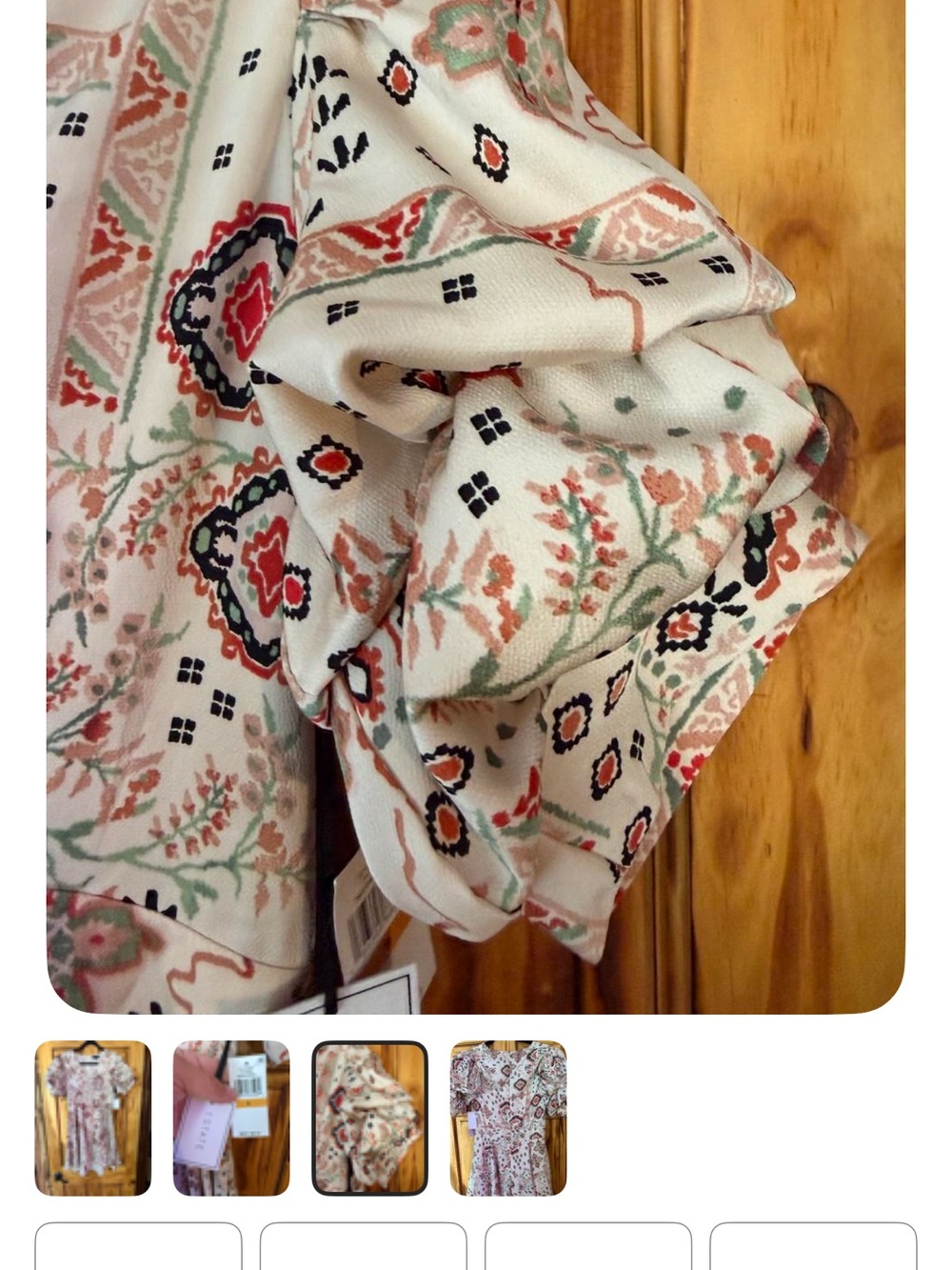 1. State Light Pink Printed V-Neck Puff Sleeve Mini Dress - Picture 3 of 4